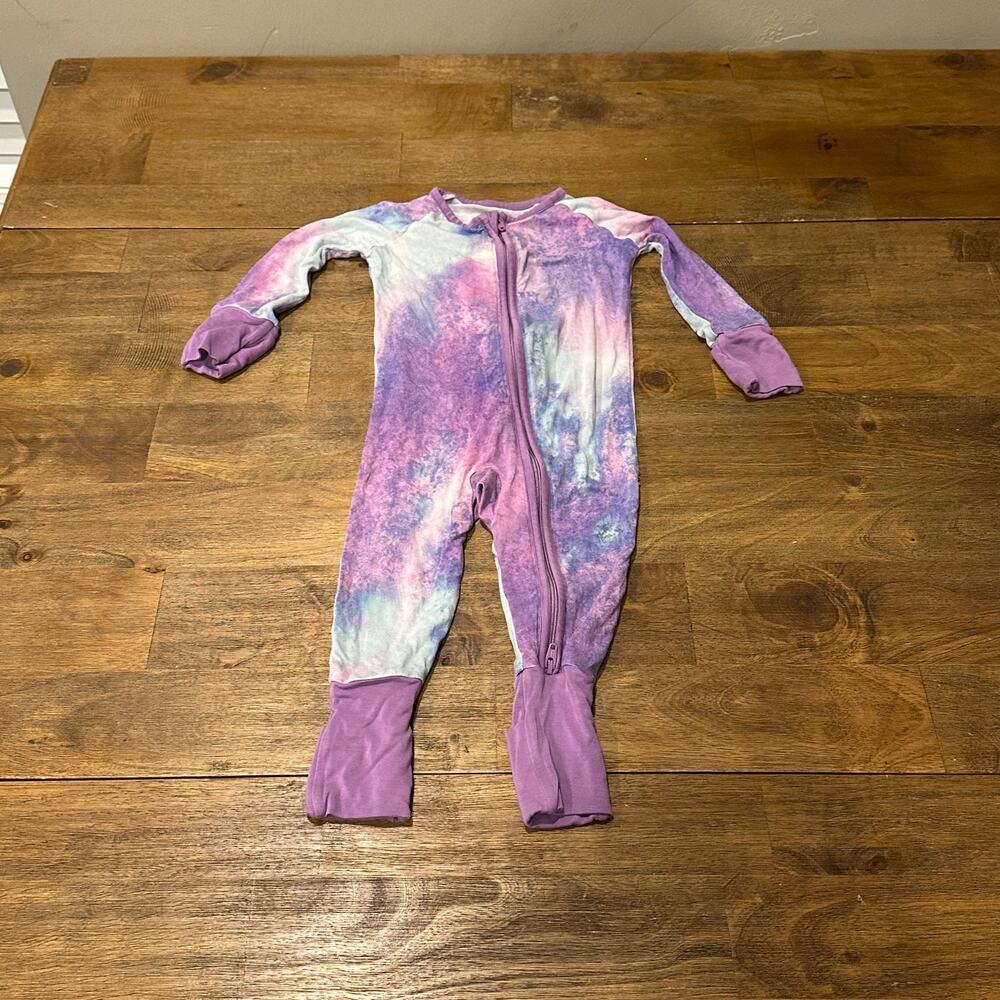 Little Sleepies Purple Watercolor 3-6 months Bamboo Jammies